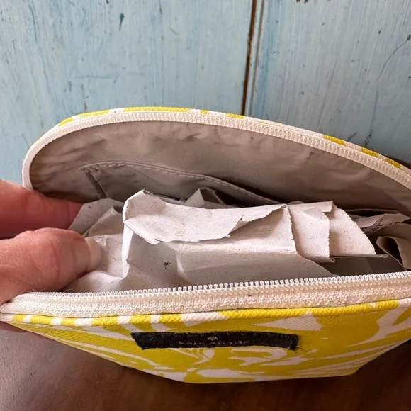 Kate Spade Citron & White Palm Print Cosmetics Bag - Picture 7 of 9